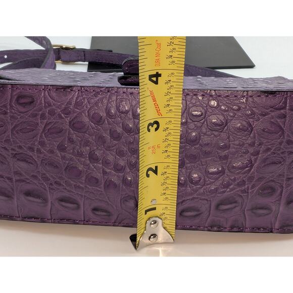 Firenze Italy Purple Leather Croc Embossed Long Strap/Short Strap Shoulder Bag - Picture 16 of 16